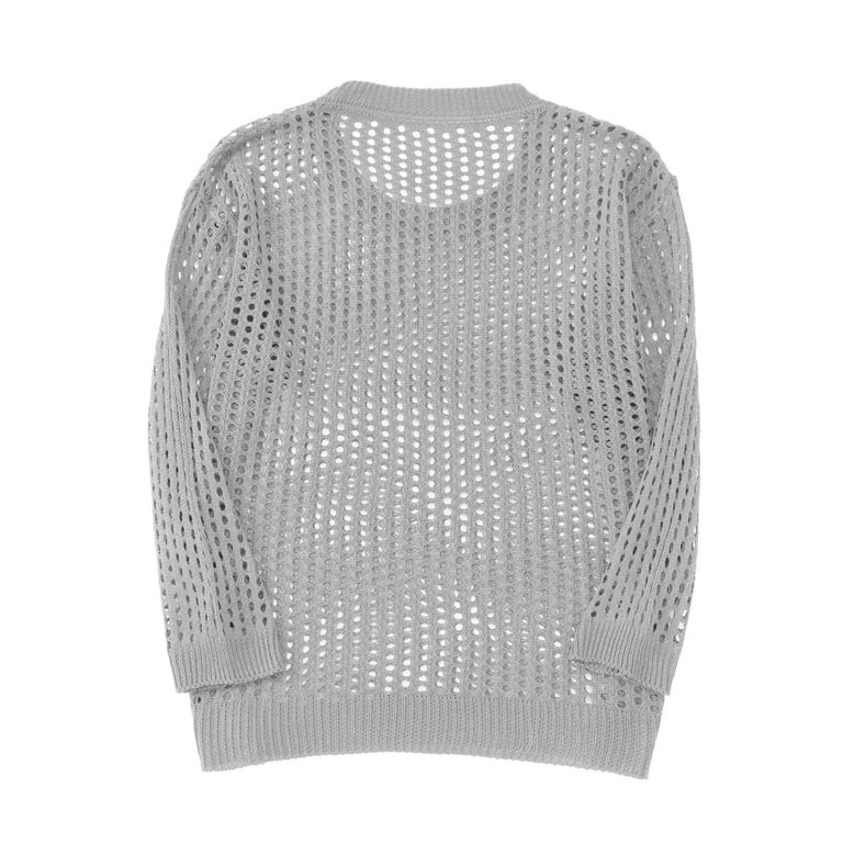 Men Hollow Out Crochet Knit Tops,Summer See Through Crew Neck