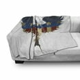 thumbnail image 3 of Eagle Soft Flannel Fleece Throw Blanket, American Flag on Silhouette of National Bird of Country Majestic Animal, Cozy Plush for Indoor and Outdoor Use, 50" x 60", Blue Red Sepia, by Ambesonne, 3 of 6