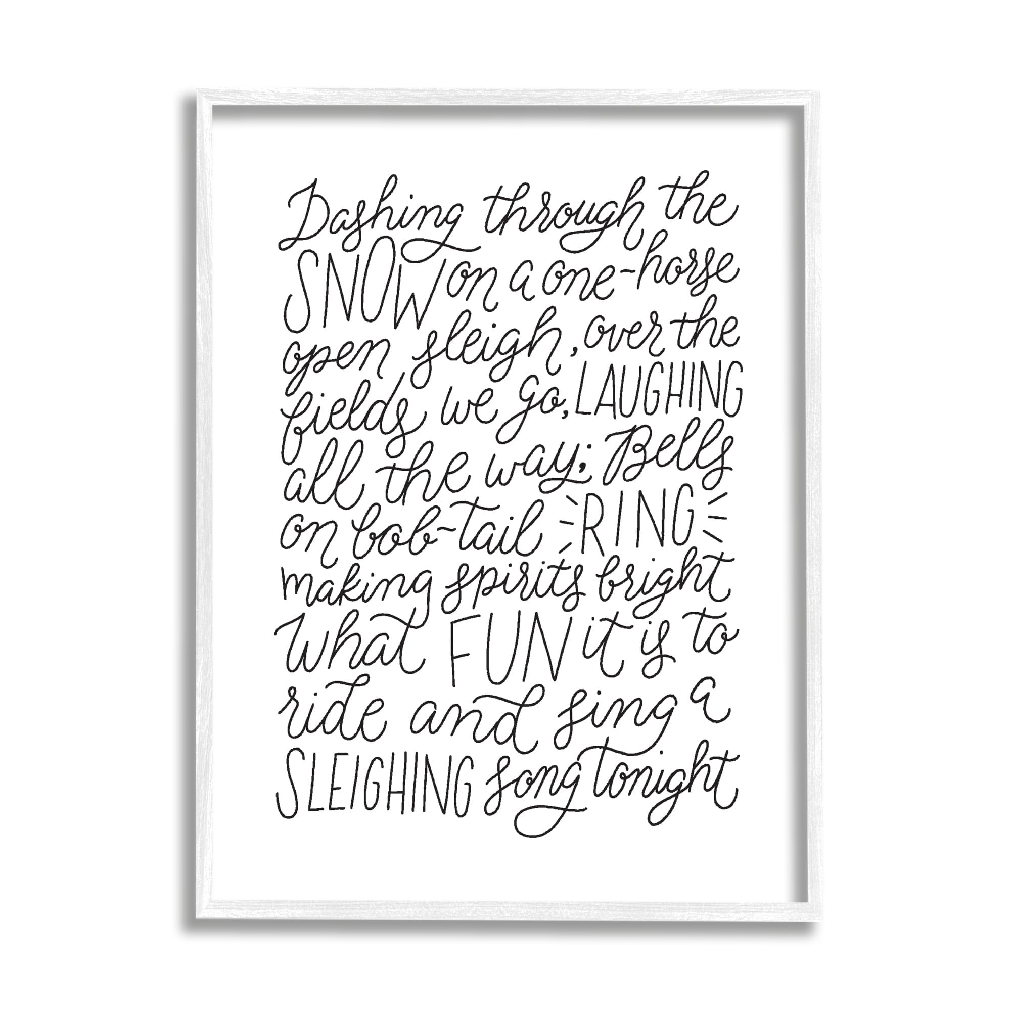 Stupell Industries Dashing Through The Snow Fun Casual Calligraphy Song Graphic Art White Framed Art Print Wall Art, Design by Leah Bisch