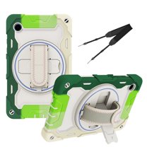 XYX 3in1 Rotating Stand Case for Samsung Galaxy Tab A9 8.7 inch 2023 with Hand/Shoulder Strap, Shockproof Rugged, Colorful Green