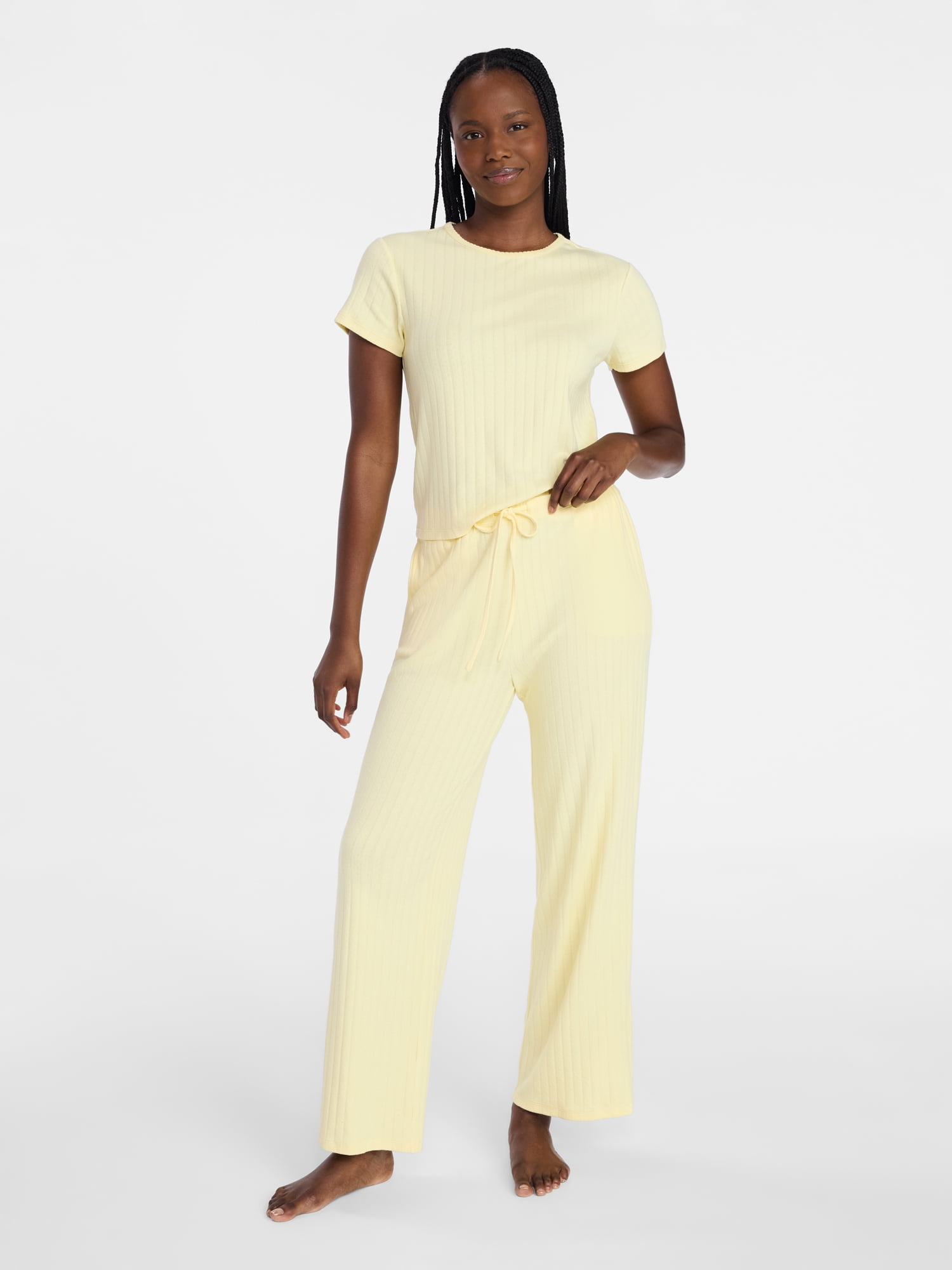 Joyspun Women’s Pointelle Knit Sleepwear Pants, 30'' Inseam, Sizes XS-3X