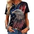 thumbnail image 2 of Ailaofu Women's Casual Short Sleeve T-Shirt Independence Day Print Crew Neck Top Comfortable Summer Everyday Shirt, 2 of 5