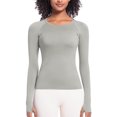 thumbnail image 5 of Sevevn Women's Casual Fashion Solid Color Sports Yoga Quick Drying Long Sleeved Top Gray XL Rollbacks, 5 of 7