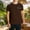 Brown, variant on Men's Waffle Knit Velvet Patchwork Henley T-Shirt Short Sleeve Crew Neck Soft Casual Pullover Top for Summer Home Gym Daily Leisure Wear White S