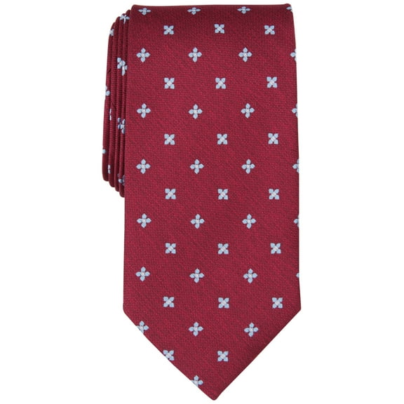 Club Room Men Tie Necktie One Size Red Floral Cross Pattern