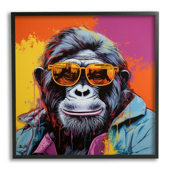 Stupell Industries Modern Urban Gorilla Animals & Insects Painting Black Framed Art Print Wall Art, 12 x 12