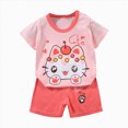 thumbnail image 4 of NOLDARES Baby Boy Summer Outfits 2pcs Short Sleeve Round Neck Tee Shirt Casual Drawstring Shorts Clothes(Watermelon Red,5-6 Y), 4 of 4