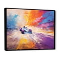 thumbnail image 3 of Designart "Colorful Formula Car Racing Track II" Extra Large Architecture Framed Wall Art - Modern Purple Race Tracks Entryway Framed Wall Art Print, 3 of 7