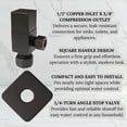thumbnail image 2 of Westbrass D105QS-12 1/4-Turn Angle Stop 1/2" Copper x 3/8" Compression, Square Handle, Oil Rubbed Bronze, 2 of 9