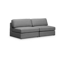 Meridian Furniture Beckham Grey Durable Linen Textured Fabric Modular Sofa