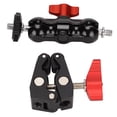 thumbnail image 1 of Super Camera Clamp Mount, Aluminum Alloy Adjustable Double Ball Head Adapter 1/4 Inch Screws Super Clamp With Arm For Camera Light Flashlights, 1 of 8