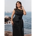 thumbnail image 3 of AURA Plus Size Evening Dress Sequin V Neck Sleeveless Party Long Slim Fit Polyester Summer, 3 of 8