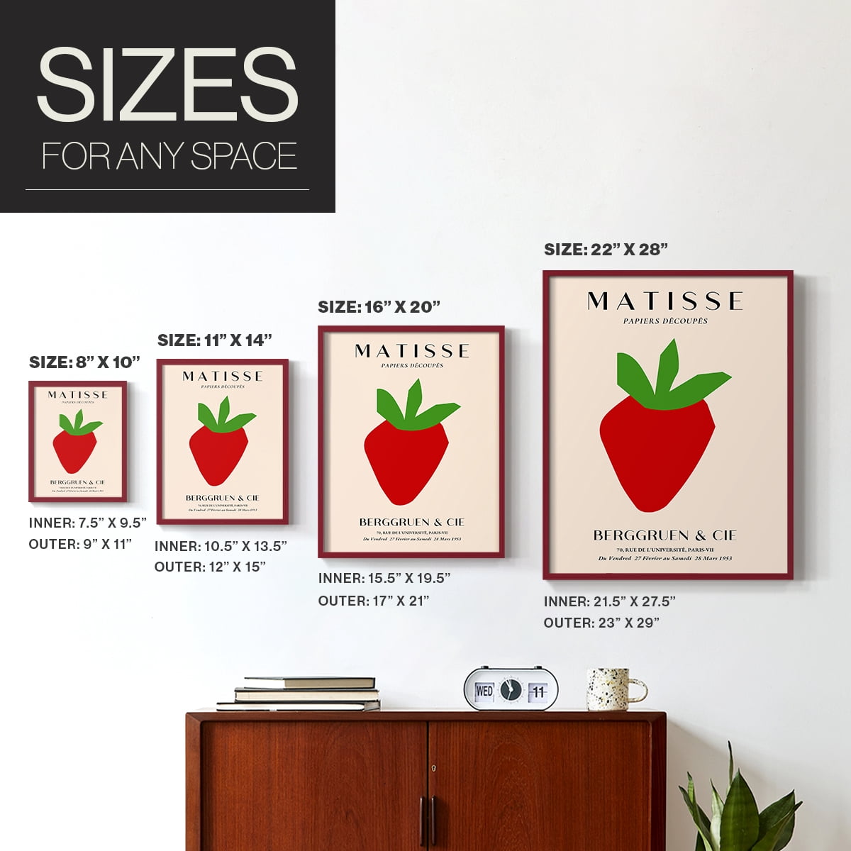 Matisse CLXXI Framed Print in Red Solid Wood 8 x 10 Framed Print
