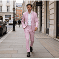 thumbnail image 4 of HBDesign Men's 2 Piece Seersucker Suit Set Lightweight Breathable Striped Blazer Pants for Business Casual Wedding Daily Wear Multiple Colors, 4 of 8