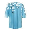 thumbnail image 5 of Women's Fashion 2024 Dressy Casual Tops for Lady Crew Neck Blouse Long Sleeve Loose Fit Flowy Tunic Tops Summer Clothes for Teen Girls Vintage Floral Print Spring Elegant Shirts Blue T Shirts XXL, 5 of 5