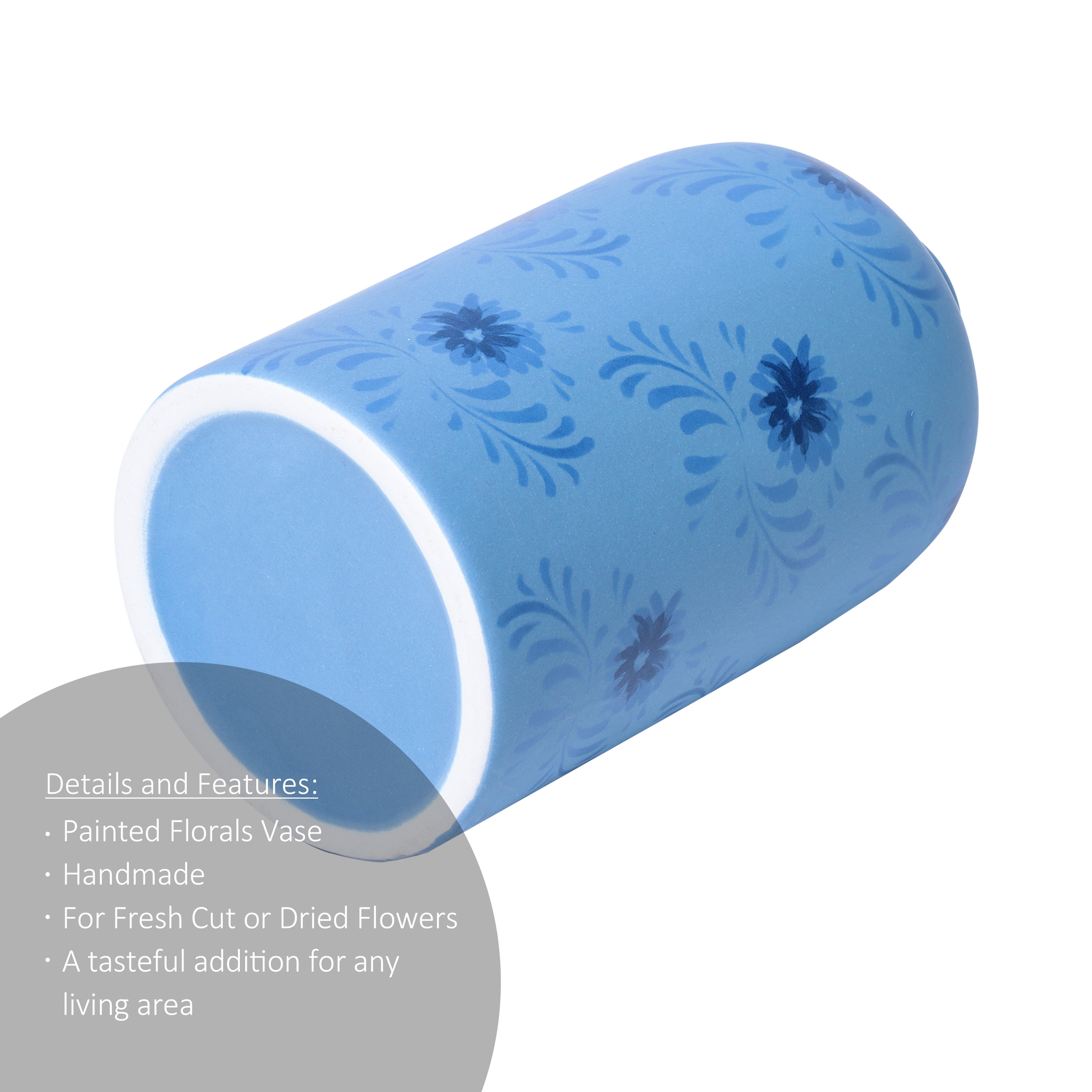 Mainstays By Becky G. & Alejandra Small 6.38" Blue Flower Decorative Ceramic Vase