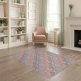 thumbnail image 2 of ODIKA 4'x6' Pink Pastel Lavender Geometric Design Washable Area Rug Elegant Floral Motif with Classic Symmetry Non-Slip, Chair-Friendly, Flatwoven for Home Office, Under Desk, 2 of 7