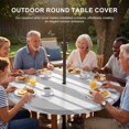 thumbnail image 3 of Round Outdoor Tablecloth with Umbrella Hole and Zipper, Grey Striped Tablecloth with Elastic Waterproof, Blue Geometric Line Stripes Farmhouse Patio Table Covers for 36" - 44" Picnic Pool Tables, 3 of 9