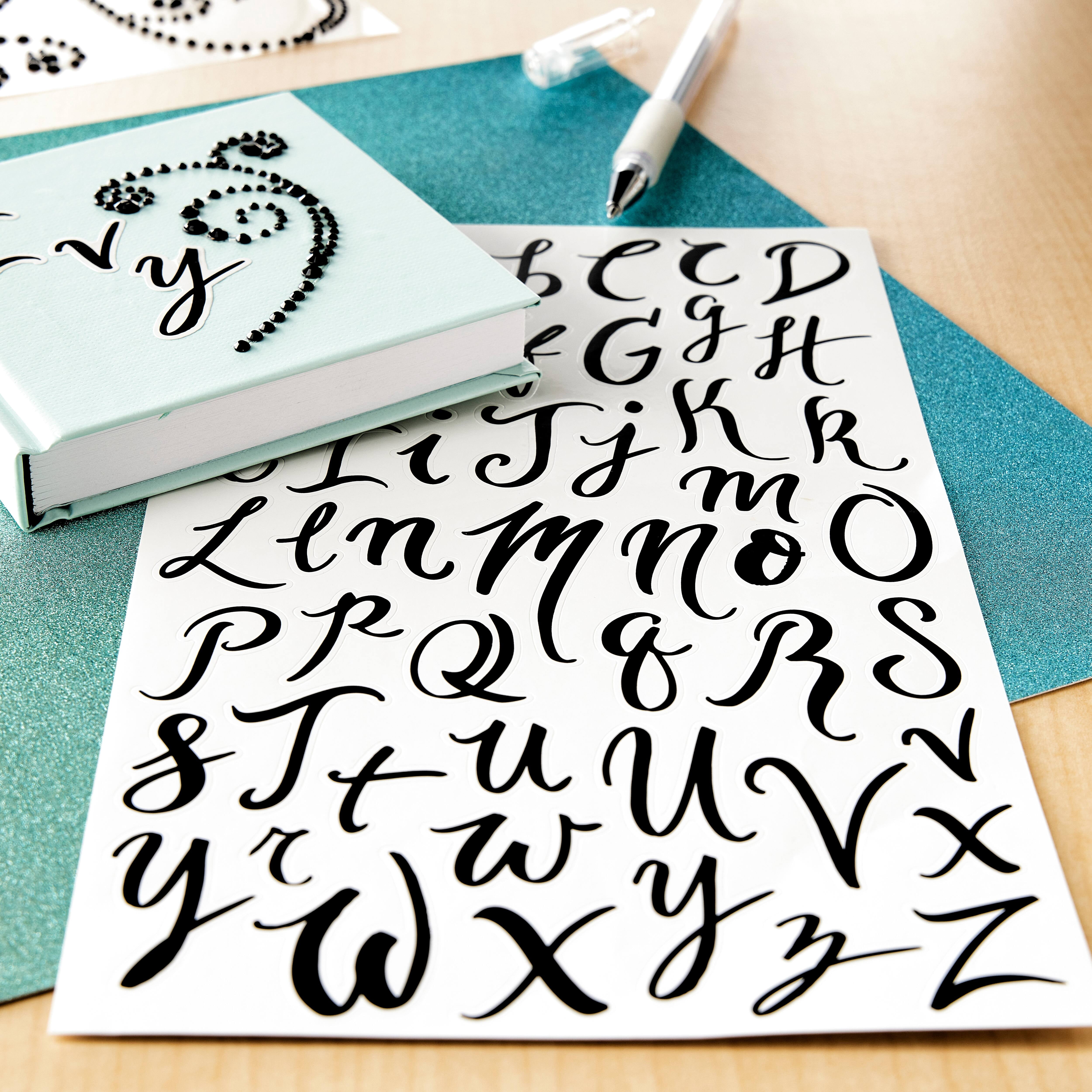 Recollections Black Hand Script Alphabet Stickers, 12 Packs: 208 ct. (2,496 total)