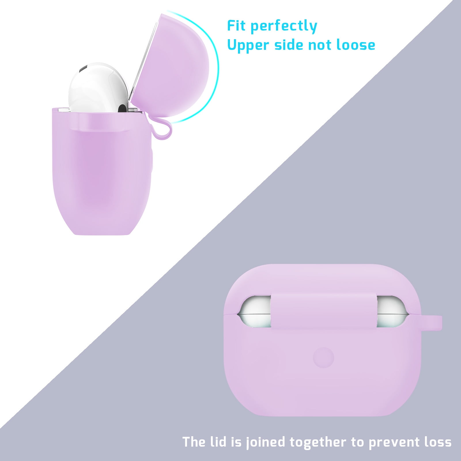 Funda MATEPROX Para AirPods Pro 3 (2025) De Silicona, Antigolpes, Con Mosquetón Y Correa, Azul Claro