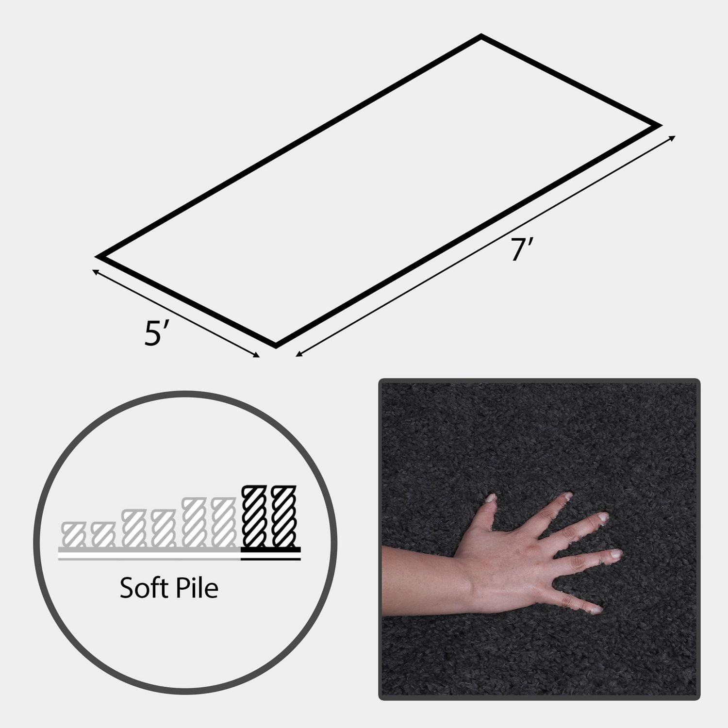 Ottomanson Non-Slip Rubberback Soft Shag Runner Rug for Hallway and Bathroom, Area Rug for Living Room, Bedroom, Dining Room