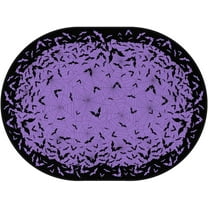 Halloween Oval Tablecloth 54×72 Inch,Halloween Purple Tablecloths Halloween Bat Washable Table Cover, Halloween Decoration Table Cloths for Party Picnic Dinner Table Decor