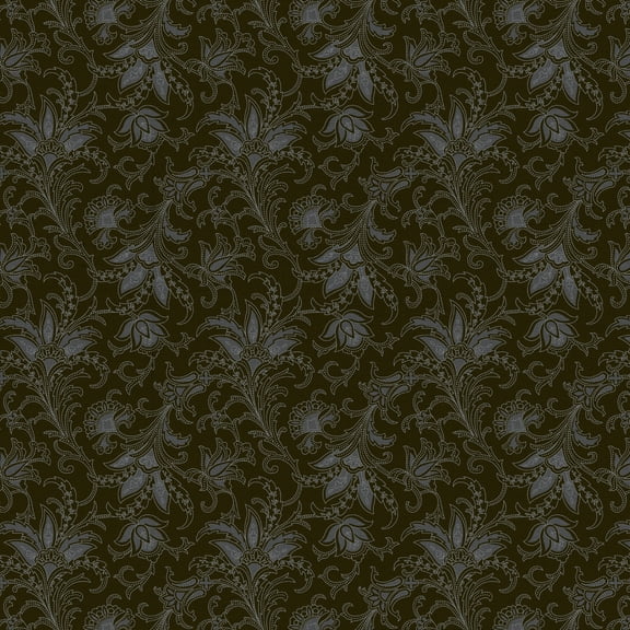 Waverly Inspirations 1 Yard Cut 100% Cotton Camile's Vintage Fabric, Black, 44” Wide for Quilting & Sewing