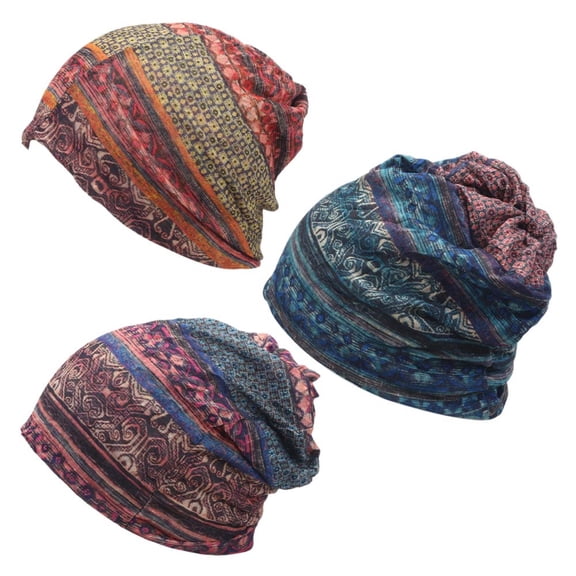 3 PCS Women's Slouchy Beanie Hat, Chemo Caps Cancer Headwear Hats Boho Turban Baggy Sleeping Cap Scarf Fashion Accessories, Fit for Daily Casual Wear, Hiking, Outdoor Activities