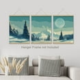 thumbnail image 3 of PixonSign Adhesive Canvas Print Wall Art Set - Teal Winter Snowy Pine Trees Art - Set of 3 Forest Landscape Nature Wilderness Wall Décor for Living Room, Bedroom - 8"x10" Panels, 3 of 5