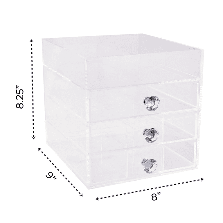 Diamond Collection Petite 4-Tier Acrylic Makeup Organizer with Open Top •  Impressions Vanity Co.