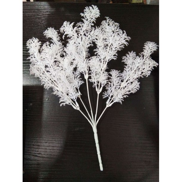 Nvzi Simulación de flores de escarcha de cinco puntas de una sola rama de niebla de flores falsas para decoración de fondo de salón de bodas, plantas artificiales Thefogisbrightred,White