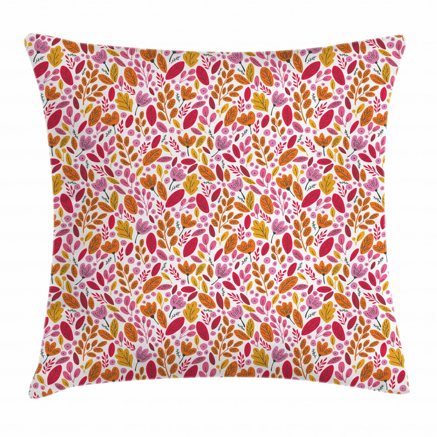Nature Throw Pillow Cushion Cover, Colorful Pattern with Foliage