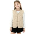 thumbnail image 2 of WMTBSRSW Girls V Neck Quilted Vest Lightweight Zip up Sleeveless Jackets Casual Solid Padded Waistcoat Warm Winter Outwear 3-4Years, 2 of 7