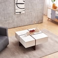 thumbnail image 6 of DSstyles Modern Coffee Table with 4 Drawers Modern Style Easy Assembly Center Sofa Table Home Furniture for Living Room（29.5x29.5x13.8 Inches）, 6 of 9