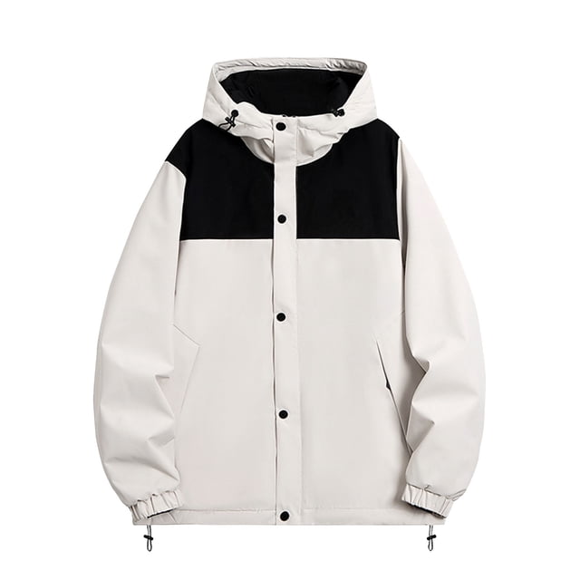 LOVZFMLL Jackets for Men's Casual Loose Fitting Long Sleeved Zippered Hooded Jacket