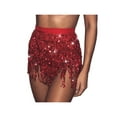 thumbnail image 3 of Sequin Fringe Skirts Festival Outfits for Women Belly Dance Skirt Tassel Wrap Scarf Party Rave Outfit for Women and Girls, 3 of 9