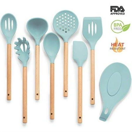 Silicone Cooking Utensils Set Aqua Utensils Set With Bonus