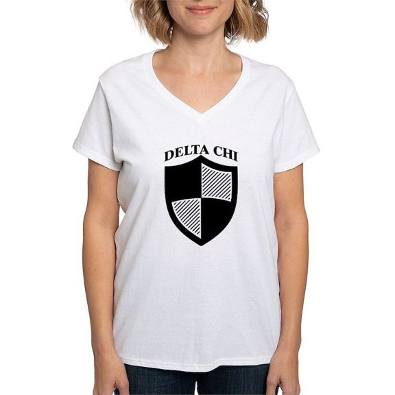 CafePress - Delta Chi Black Icon T Shirt - Womens Cotton V-Neck T-shirt