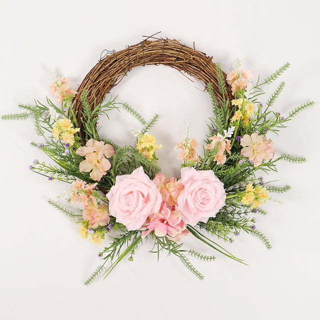 LSLJS Spring and Summer Simulation Rose Half Wreath Wedding Wedding Home Decoration Wreath Artificial Door Decoration, Decorate
