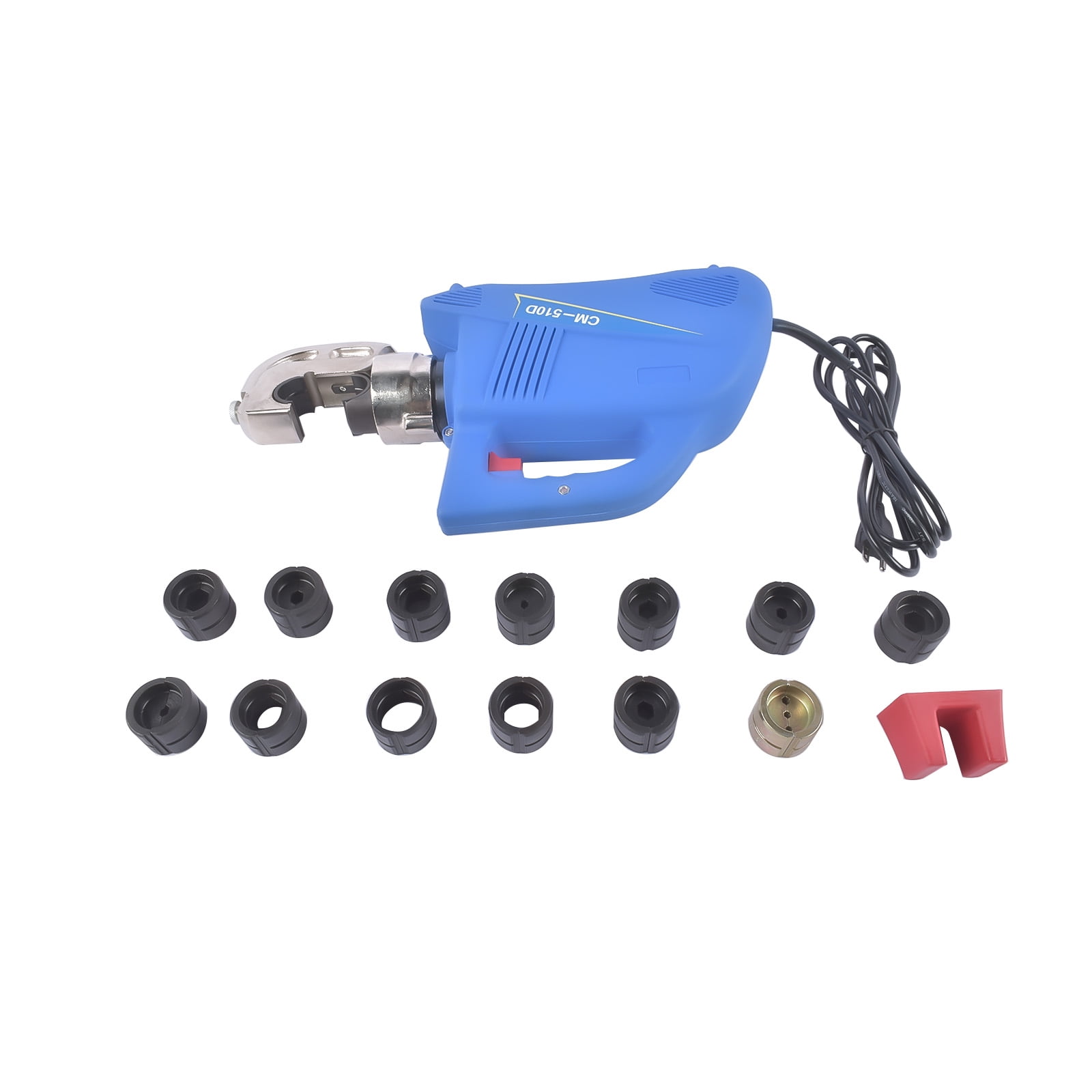 Mustrod 110V 12 Ton Electric Cable Lug Crimper Hydraulic Cable Wire Crimping Tool w/13 Molds 8AWG-600MCM