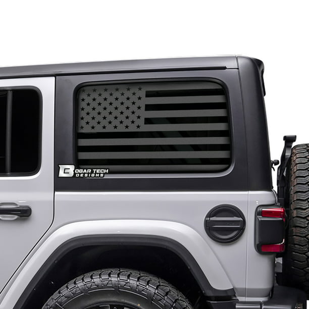 Bogar Tech Designs Precut American Flag Vinyl Rear Side Window Decal  Stickers Compatible with Jeep Wrangler JL JLU 2018-2021, Matte Black -  