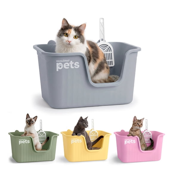 Arenero Para Gato Caja De Arena Mediano Con Pala Esquimal Pets Color Gris