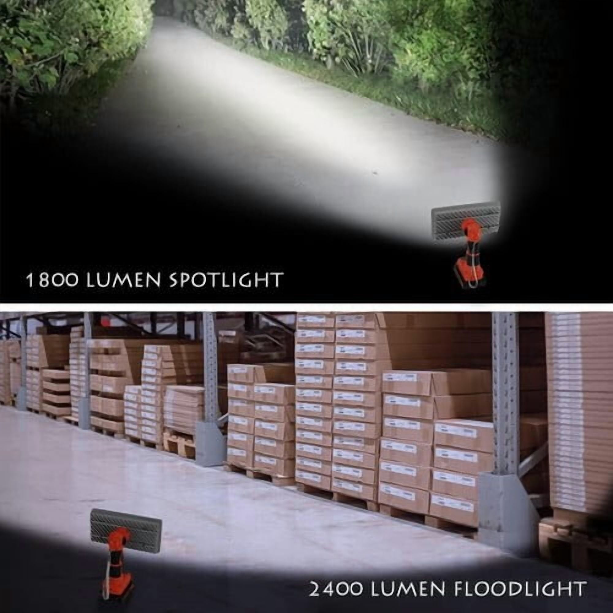 40W 4200LM Black/+Decker Light, Powered by 20V Max Lithium-ion Battery, DTEZTECH Cordless Flashlight Tool with USB Port, 9" Zinc Alloy 110°Pivoting Head, Indoor Outdoor Camping Spotlight(Tool Only)