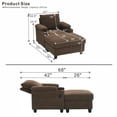 thumbnail image 4 of Timbernest Accent Chair with Ottoman Set, Versatile Reclining Chair with Cup Holders, USB-C Ports and Storage, Brown, 4 of 7