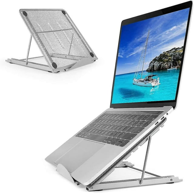Support pour Ordinateur Portable, Support Ventilé pour Ordinateur Portable, Support Ergonomique Réglable pour Macbook Air Pro, Pc, Ipad, Notebook, Tablette (7-14 Pouces) (Argent)