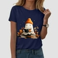 thumbnail image 2 of zaveiop Halloween Shirts for Women 2025 Plus Size Cute Ghost Reading Book Lovers Autumn Fall Halloween Ghost Short Sleeve Tshirt (Navy, M), 2 of 5