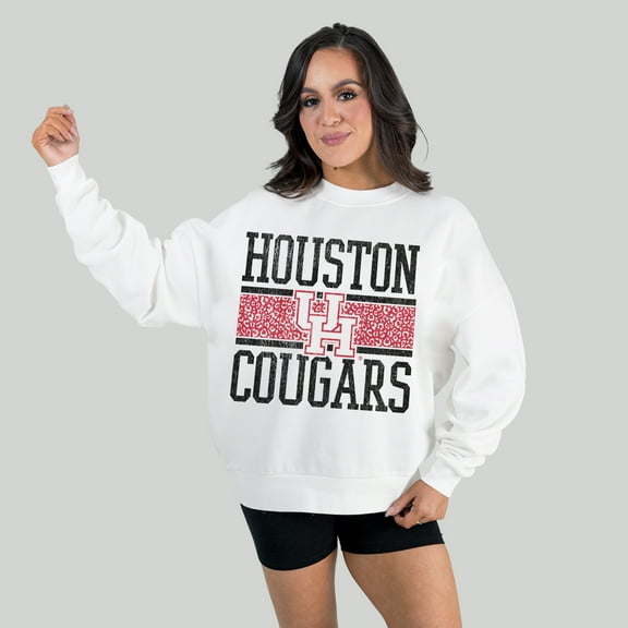 Women's Gameday Couture White Houston Cougars Fair Catch Pullover Sweatshirt
