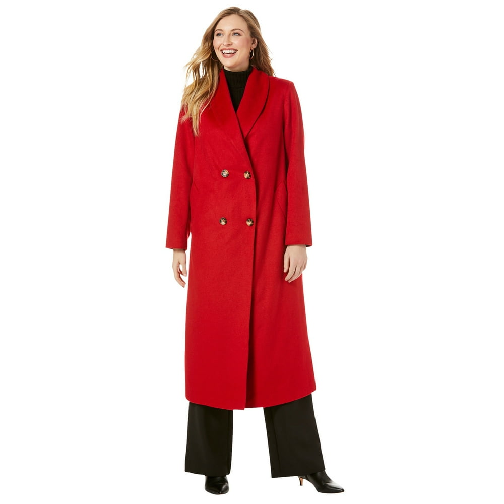 Jessica London Women's Plus Size Long Shawl Collar Coat Wool Winter