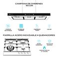 thumbnail image 2 of FLINE | Combo parrilla de gas y campana extractora 60 cm | Pared Tipo T | gris |LU4HA60, 2 of 5