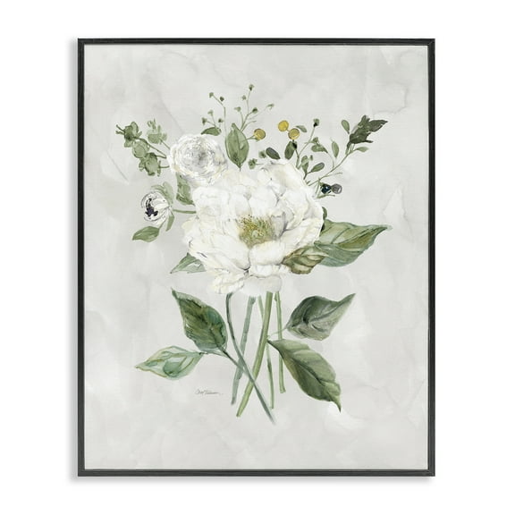 Stupell Industries Cottage White Flowers Plants & Flowers Painting Black Framed Art Print Wall Art, 11 x 14